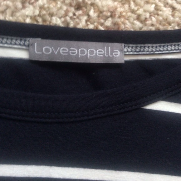 Fitted long sleeve, navy dress with white stripes - Picture 3 of 6